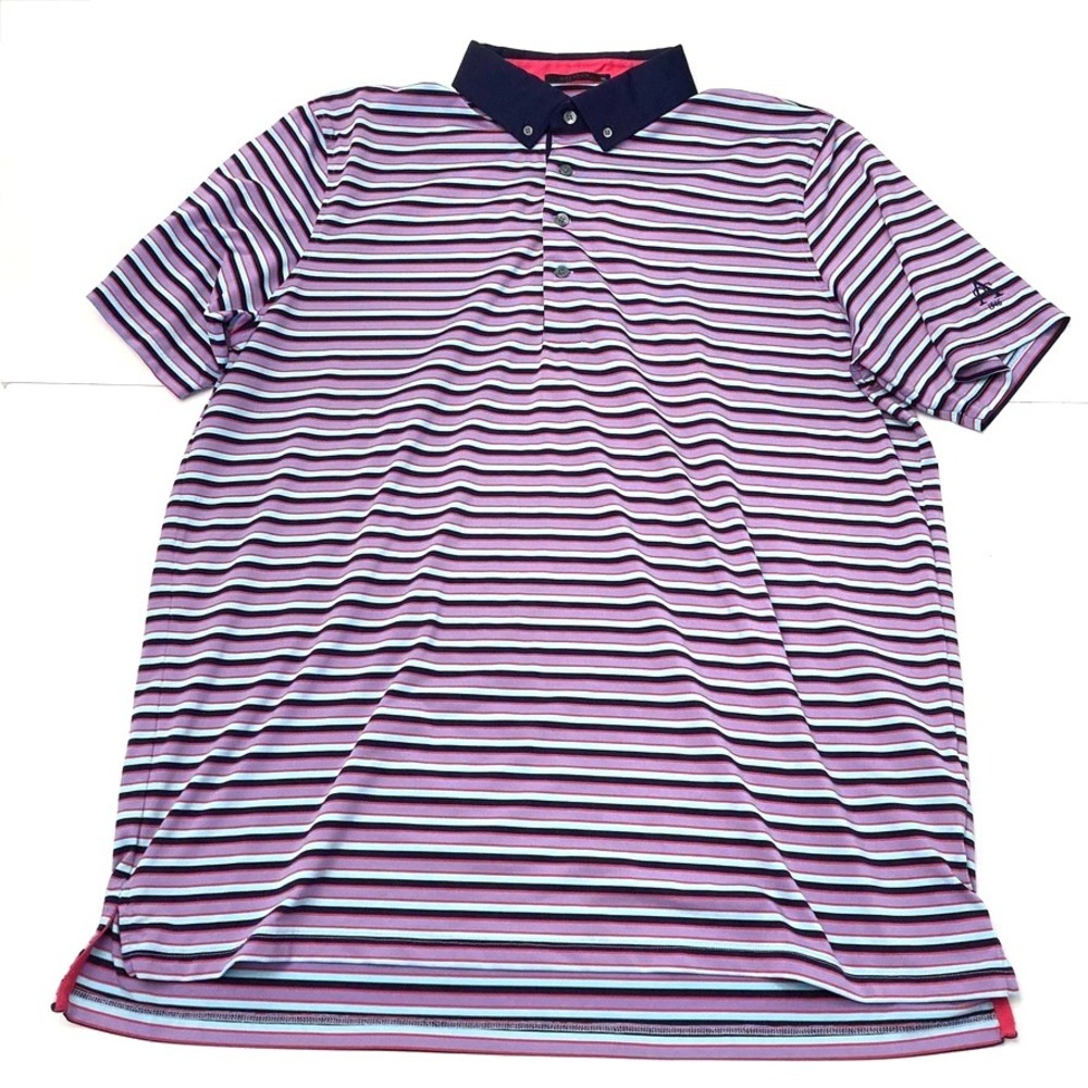 Greyson Golf Polo Men's XL Striped Purple‎ Navy Striped Golf Performance Stretch